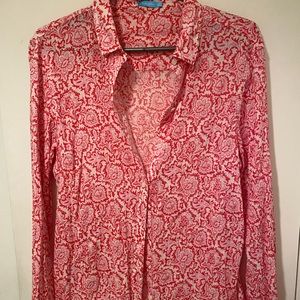 J McLaughlin Pink Floral Button Down